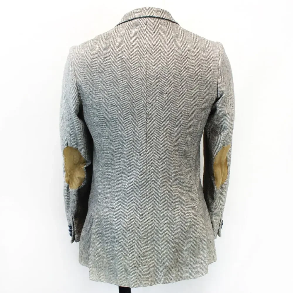 Jaguar Vintage Blazer Jacket Men's Size 40 Medium Herringbone Wool Gray